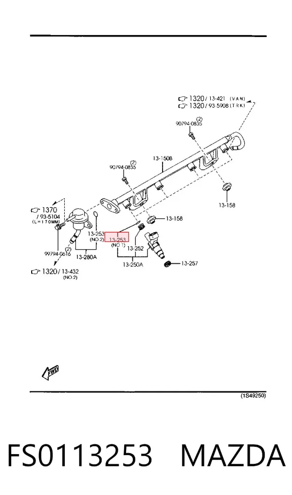 Кольцо форсунки FS0113253 Mazda