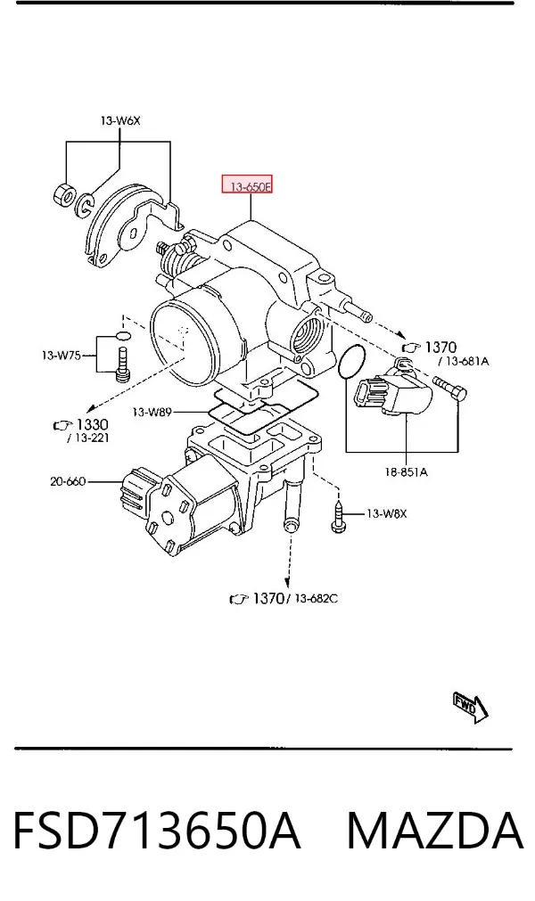 Дроссельная заслонка FSD713650A Mazda