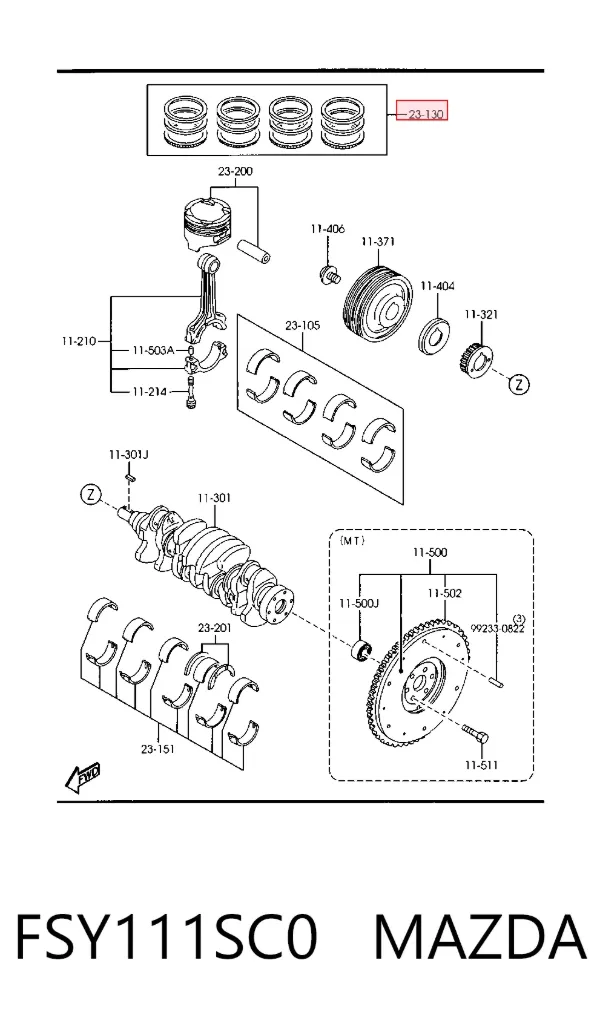 Кольца поршневые FSY111SC0 Mazda