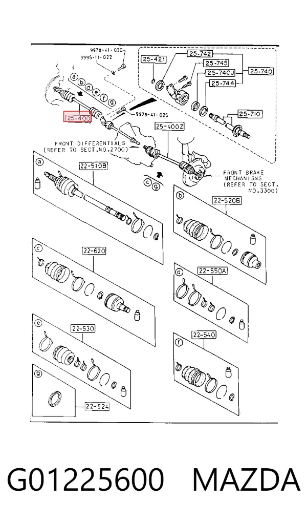 ШРУС наружный передний G01225600 Mazda