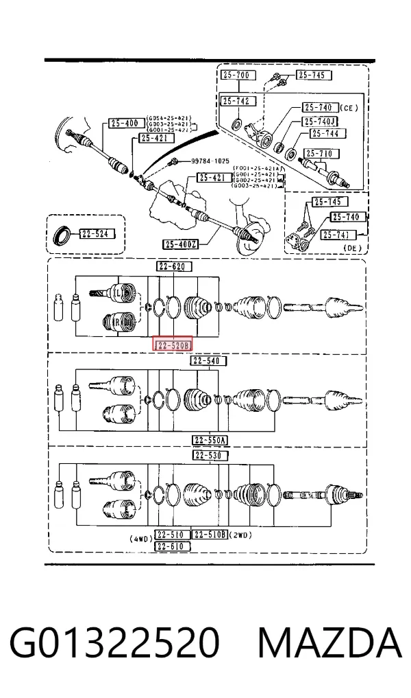 ШРУС внутренний правый G01322520 Mazda