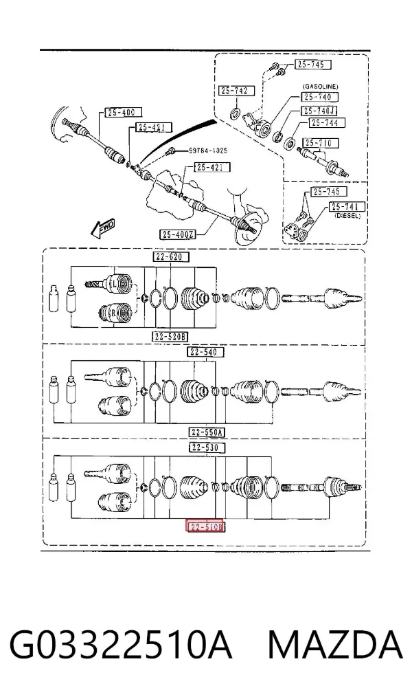 ШРУС наружный передний G03322510A Mazda