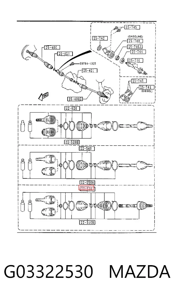 Пыльник ШРУСа внутренний G03322530 Mazda