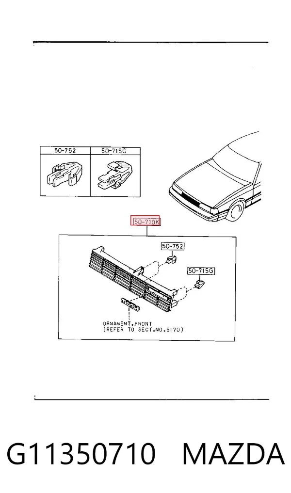 Решетка радиатора G11350710 Mazda