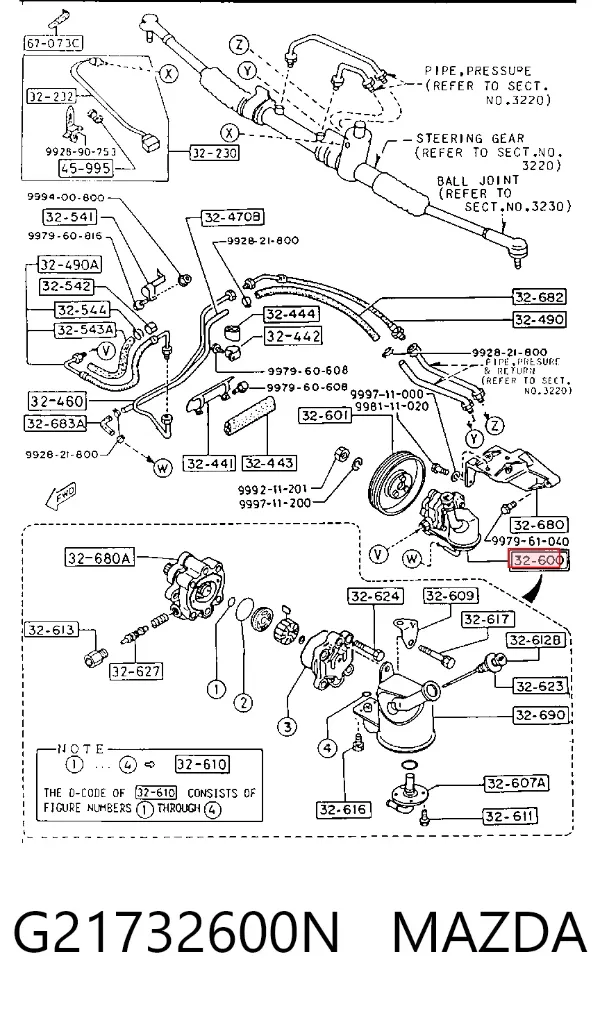 Насос ГУР G21732600N Mazda