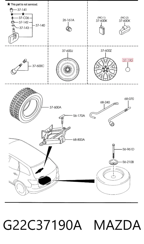 Заглушка ступицы G22C37190A Mazda