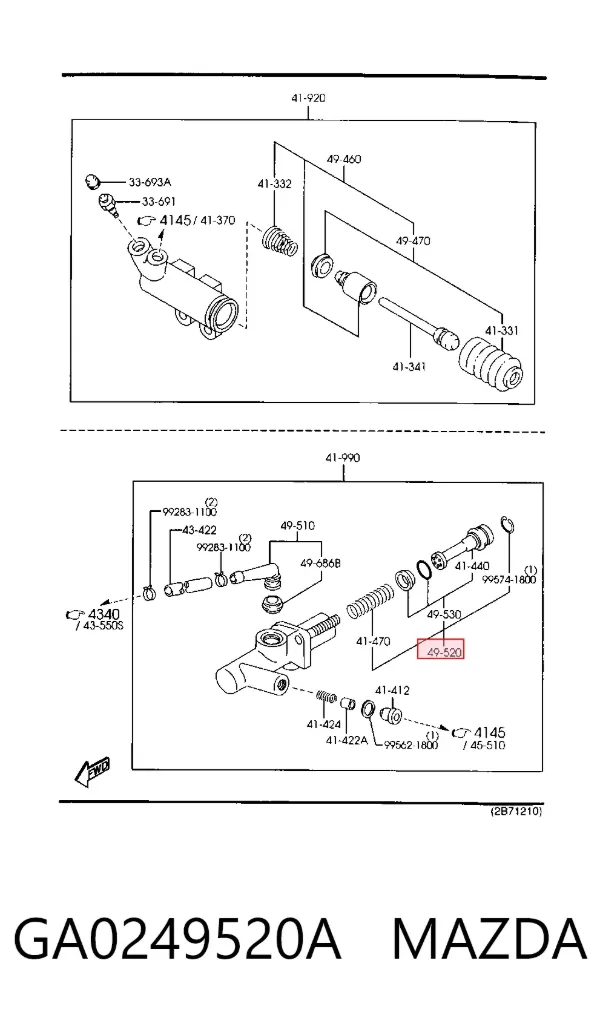 Ремкомплект главного цилиндра сцепления GA0249520A Mazda