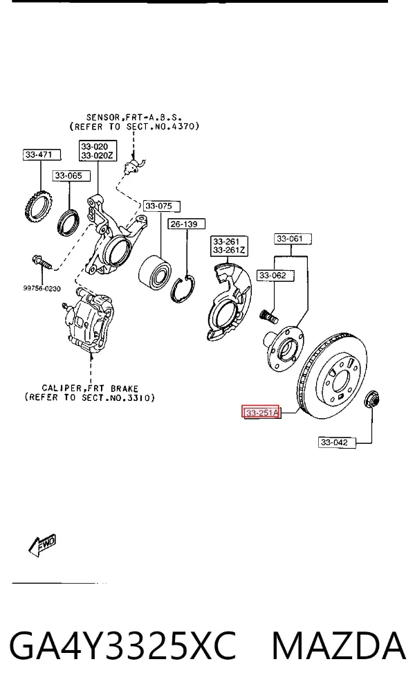 Передние тормозные диски GA4Y3325XC Mazda