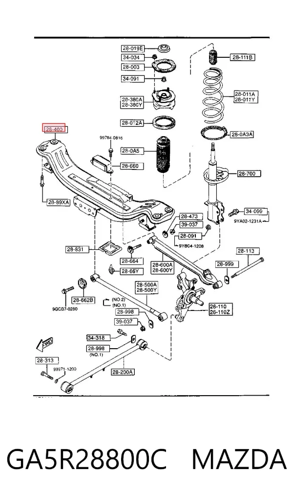Подрамник задний GA5R28800C Mazda