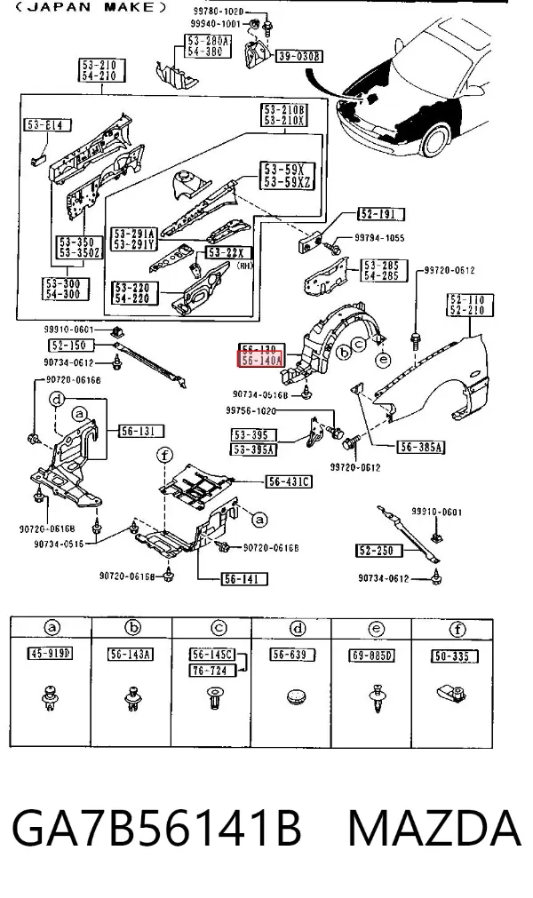 Подкрылок передний левый GA7B56141B Mazda