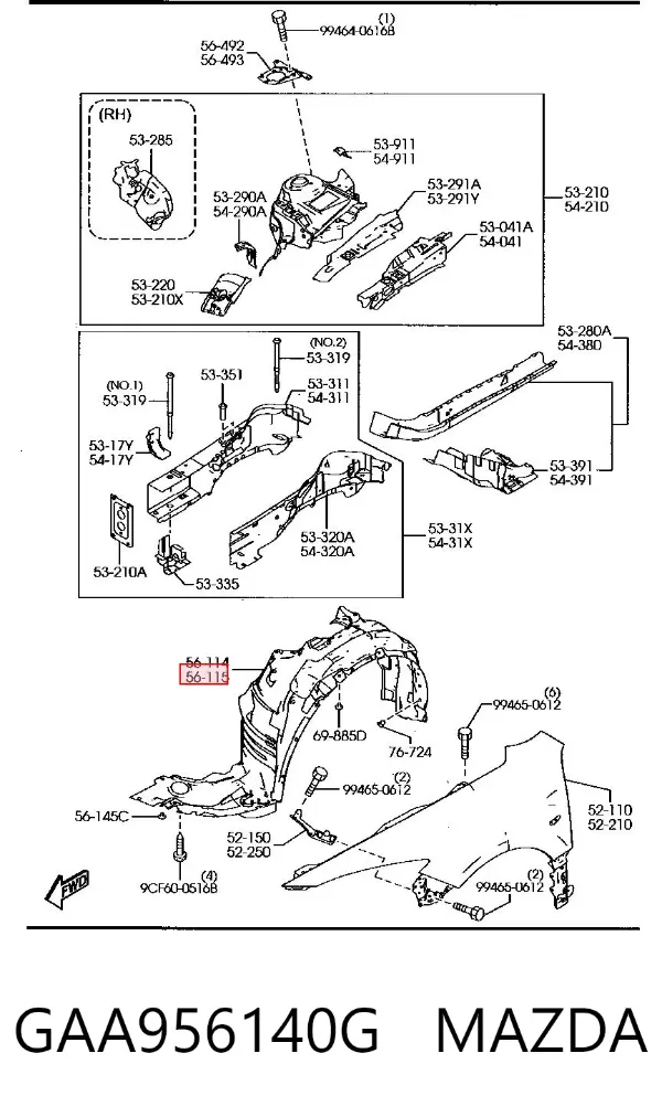 Подкрылок передний левый GAA956140G Mazda