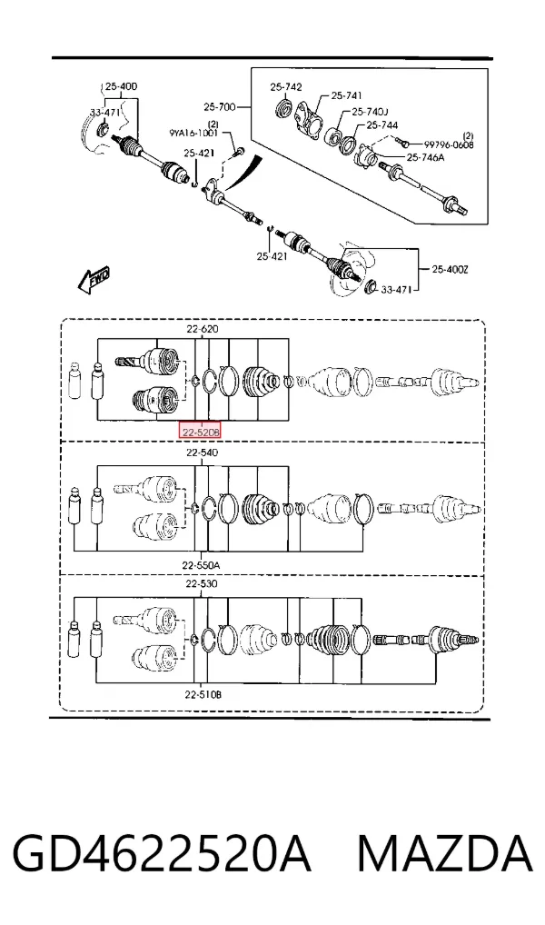 ШРУС внутренний правый GD4622520A Mazda
