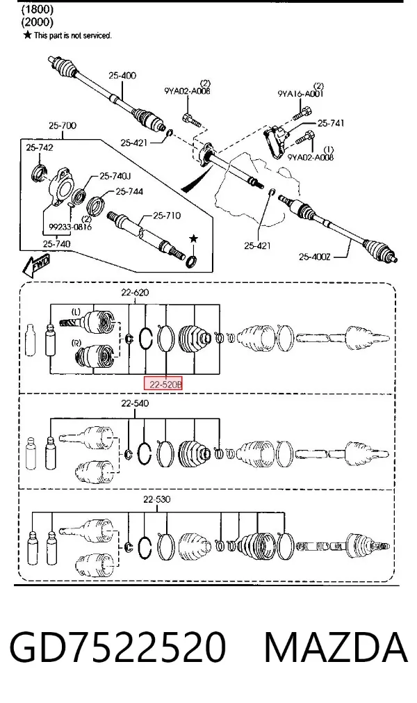 ШРУС внутренний правый GD7522520 Mazda