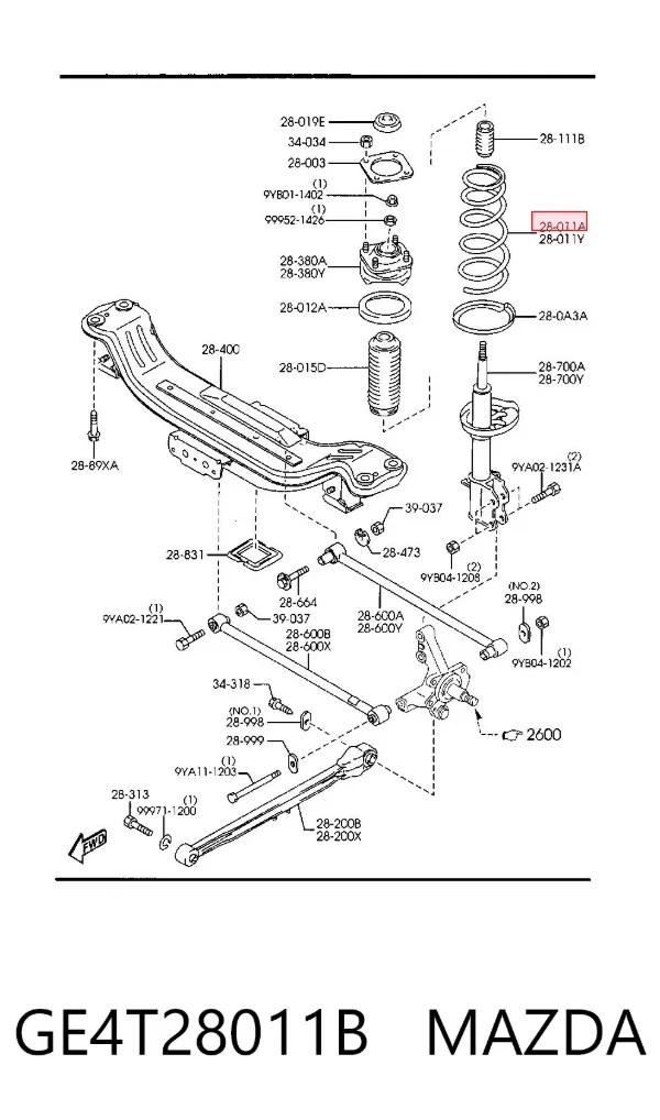 Задняя пружина GE4T28011B Mazda