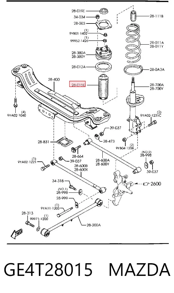 Пыльник заднего амортизатора GE4T28015 Mazda