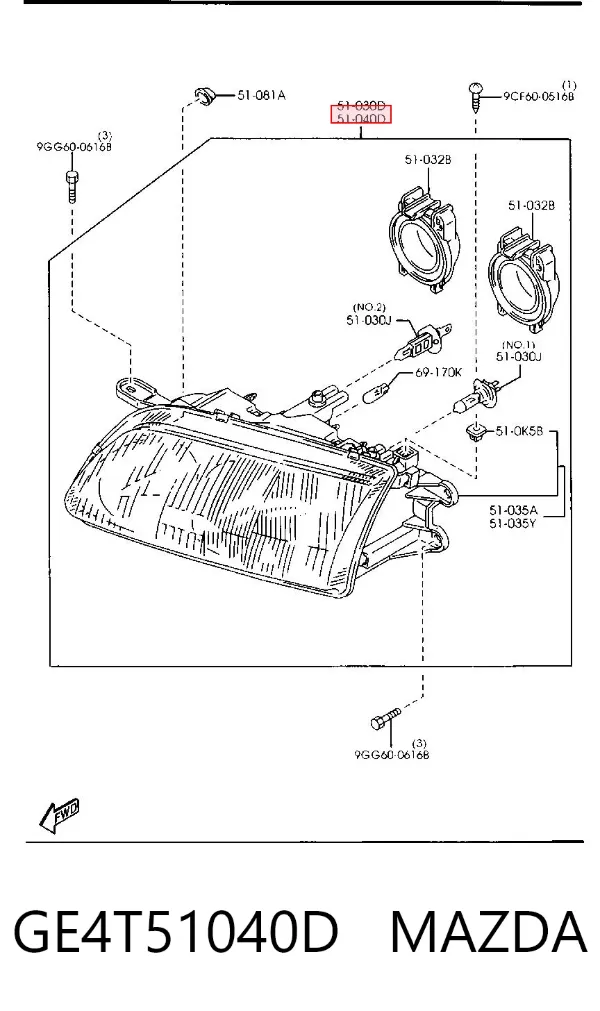Левая фара GE4T51040D Mazda