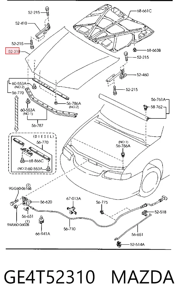 Капот GE4T52310 Mazda