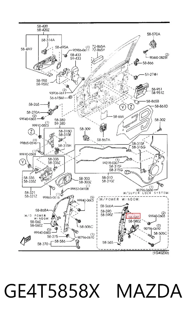 Мотор стеклоподъемника двери передней правой GE4T5858X Mazda