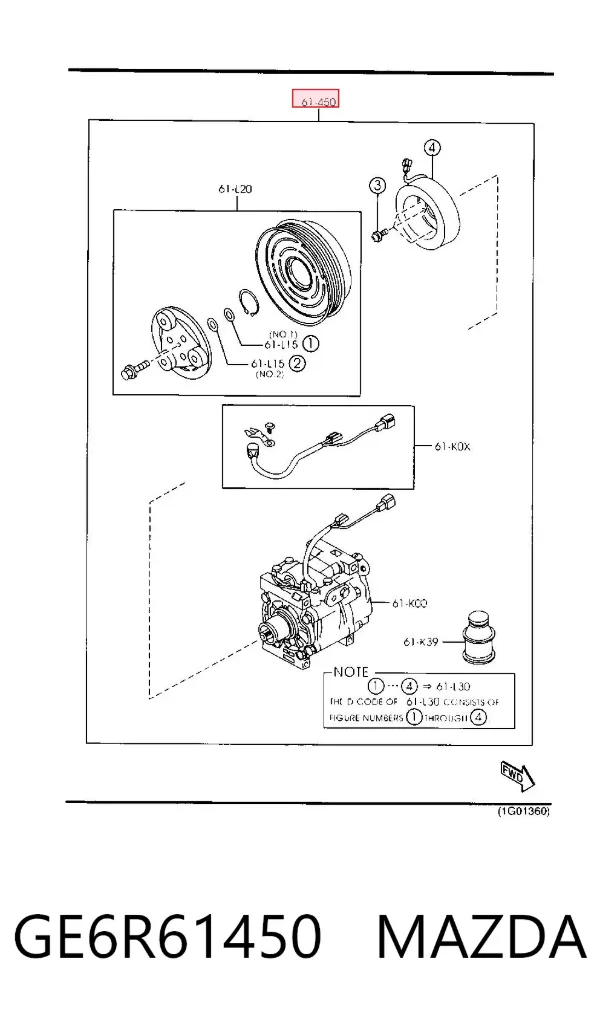 Компрессор кондиционера GE6R61450 Mazda