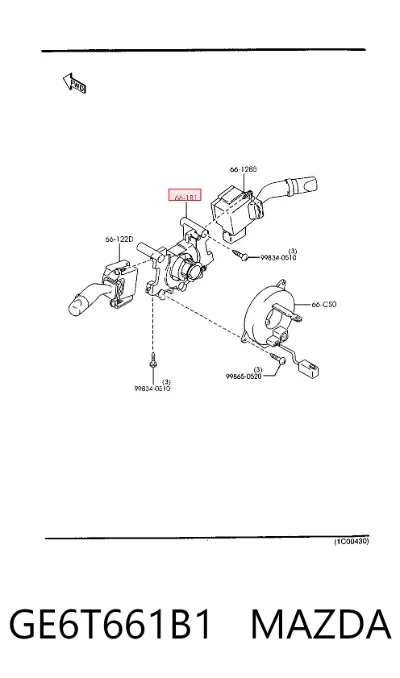 Датчик угла поворота рулевого колеса MAZDA GE6T661B1