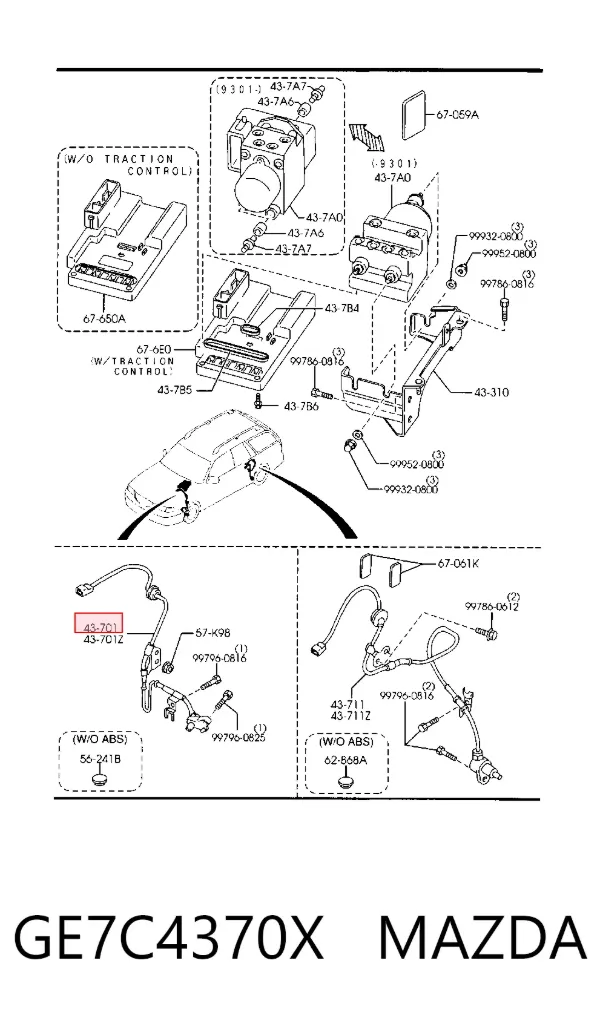 Датчик АБС (ABS) передний правый GE7C4370X Mazda