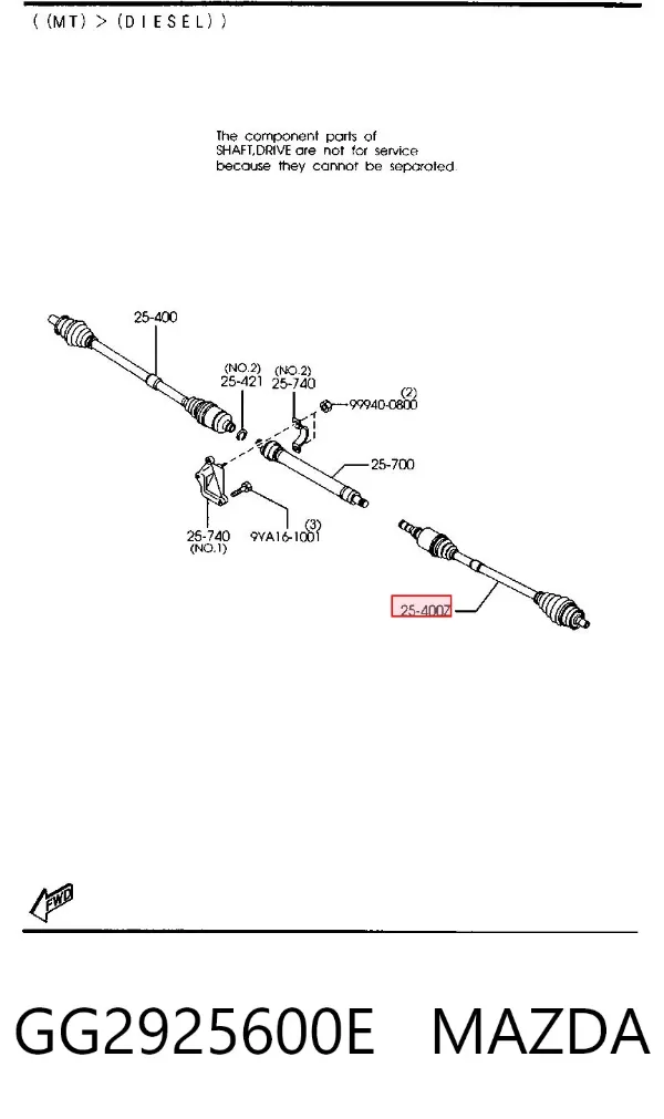 Левая полуось GG2925600E Mazda