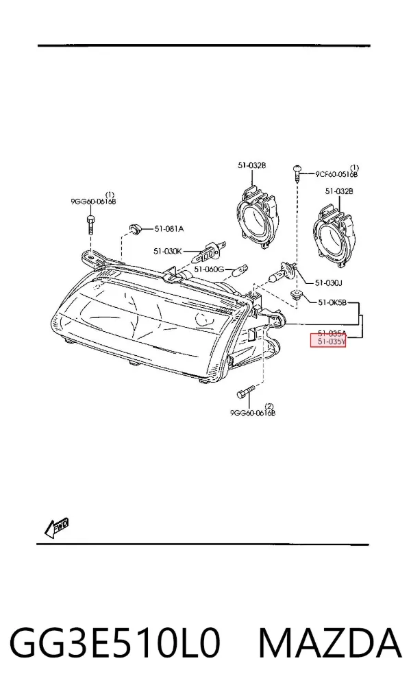 Левая фара GG3E510L0 Mazda