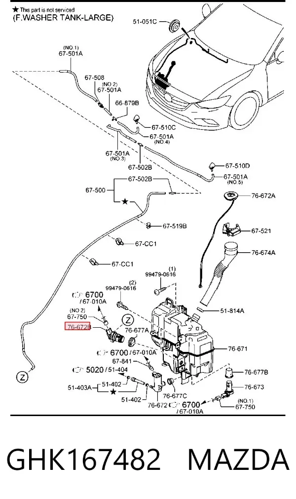 Насос заднего омывателя GHK167482 Mazda