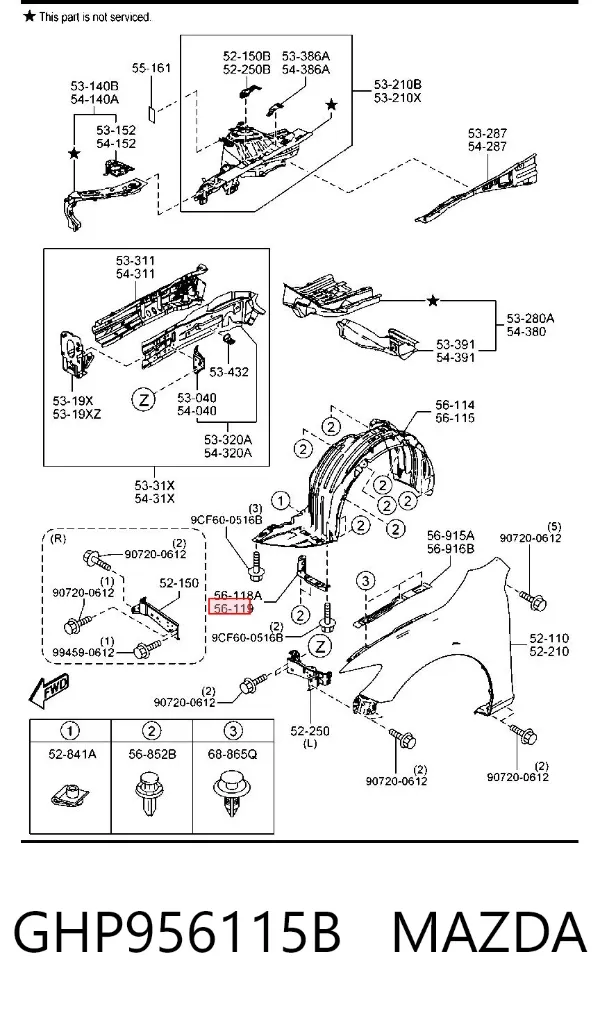 GHP956115B Mazda Брызговик передний левый
