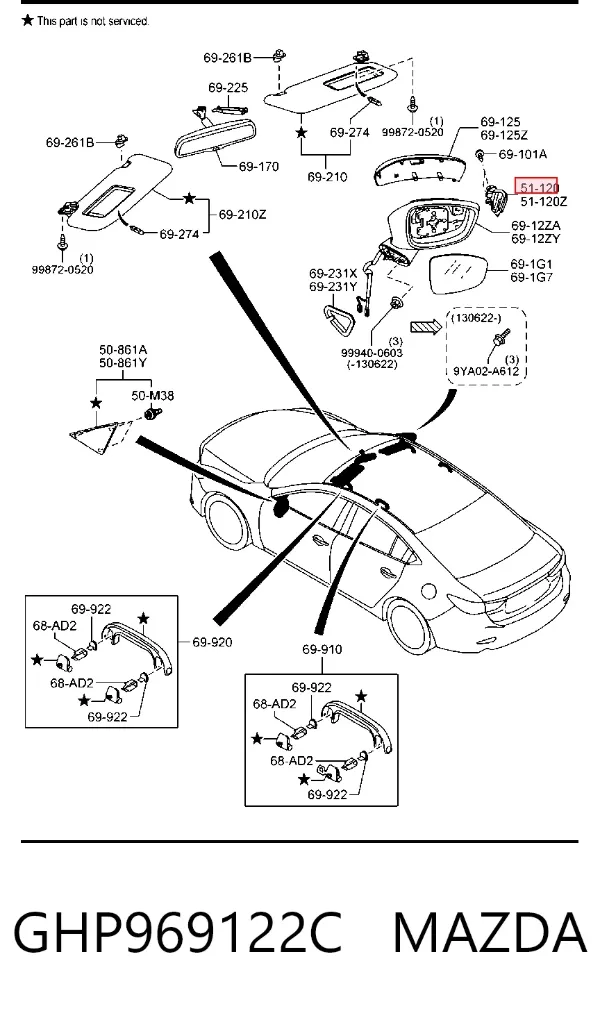 Указатель поворота зеркала правый GHP969122C Mazda