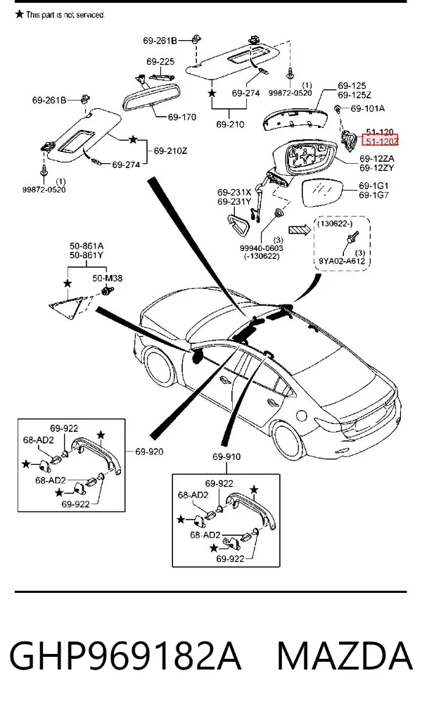 Указатель поворота зеркала левый GHP969182A Mazda