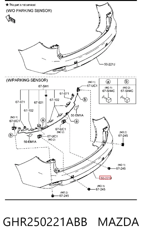 Задний бампер GHR250221ABB Mazda
