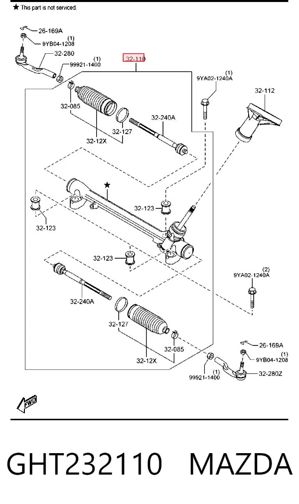 Рулевая рейка GHT232110 Mazda
