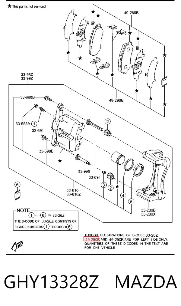 Передние тормозные колодки GHY13328Z Mazda