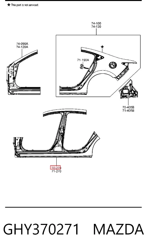 Порог внешний правый GHY370271 Mazda