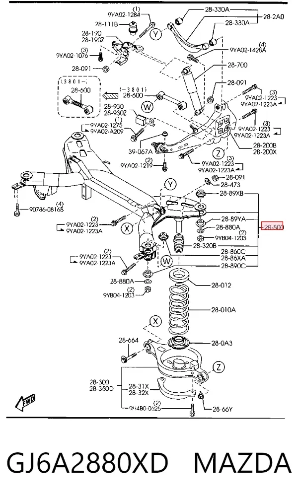Подрамник задний GJ6A2880XD Mazda