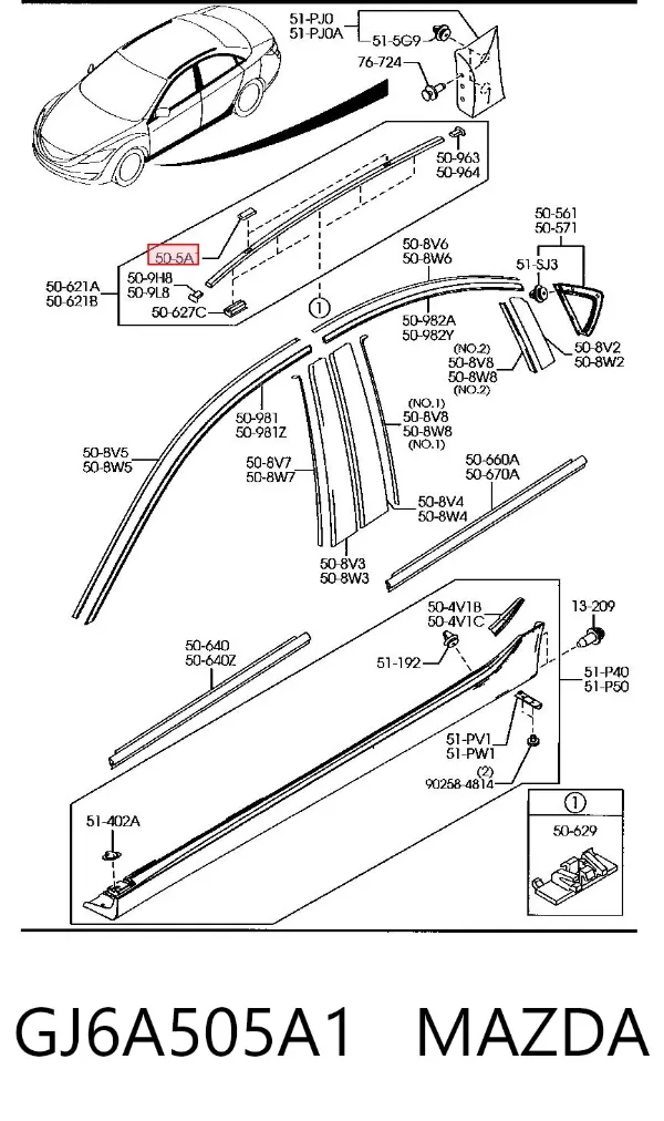 Заглушка рейлинга GJ6A505A1 Mazda