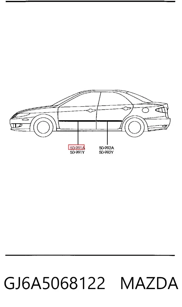 Молдинг двери передней правой GJ6A5068122 Mazda