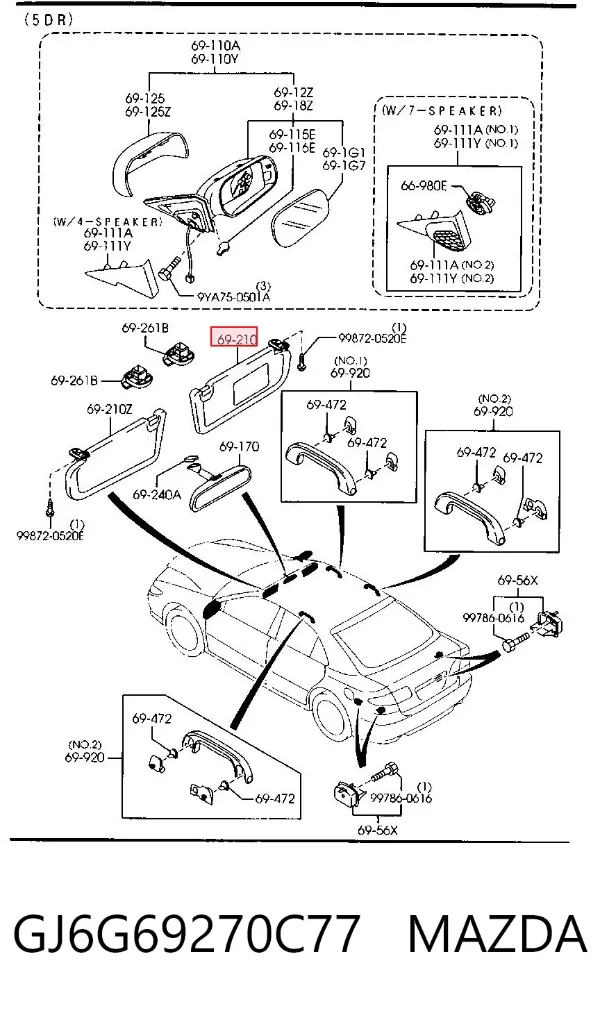 Солнцезащитный козырек GJ6G69270C77 Mazda