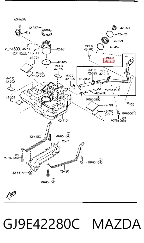 Горловина топливного бака GJ9E42280C Mazda