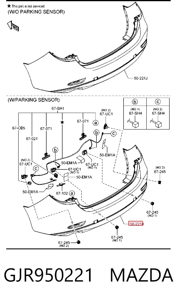 Задний бампер GJR950221 Mazda
