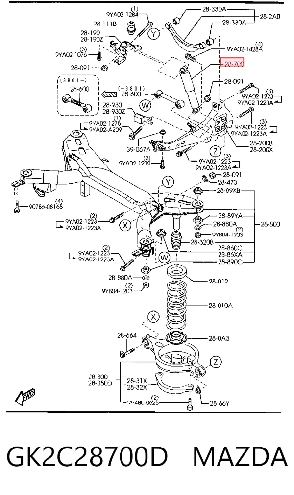Амортизатор задний GK2C28700D Mazda