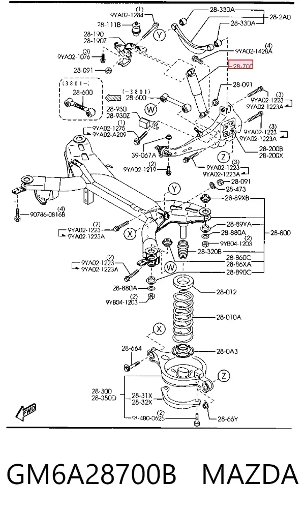 Амортизатор задний GM6A28700B Mazda