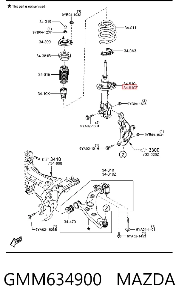 Амортизатор передний левый GMM634900 Mazda