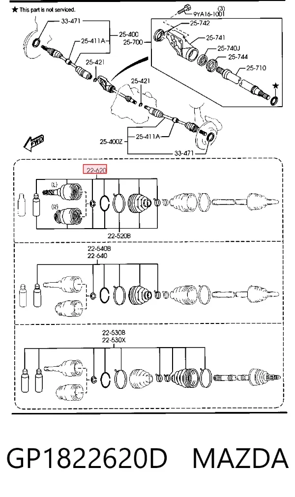 Шрус внутренний левый GP1822620D Mazda