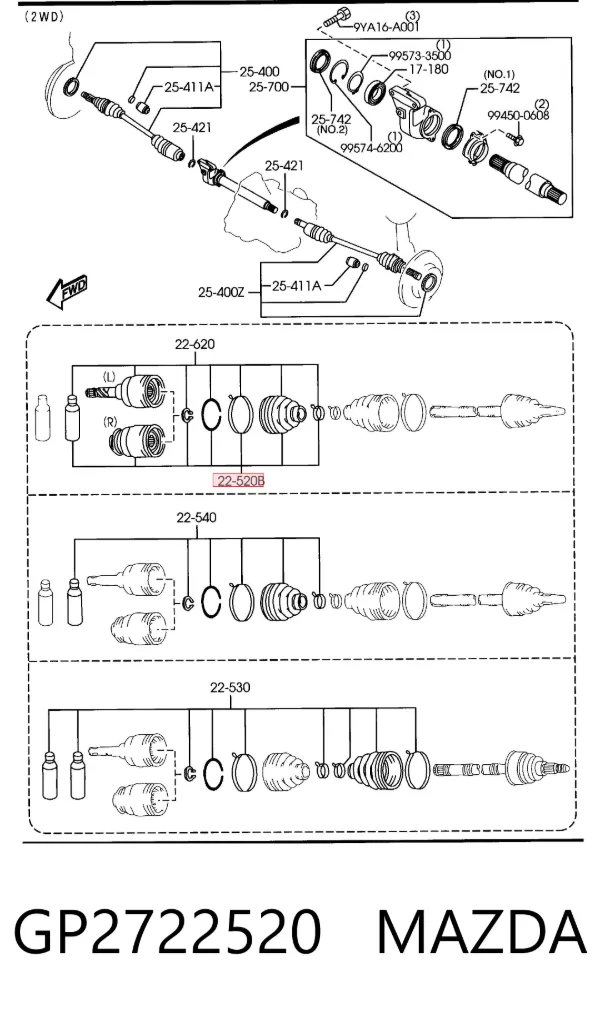 ШРУС внутренний правый GP2722520 Mazda