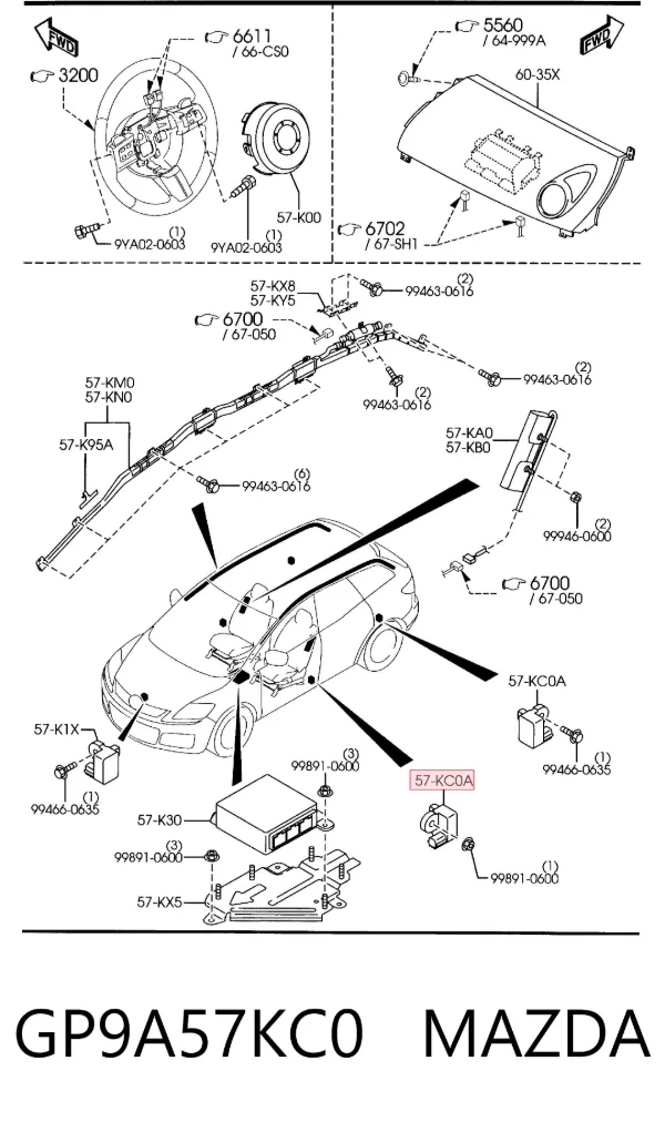 Датчик удара GP9A57KC0 Mazda