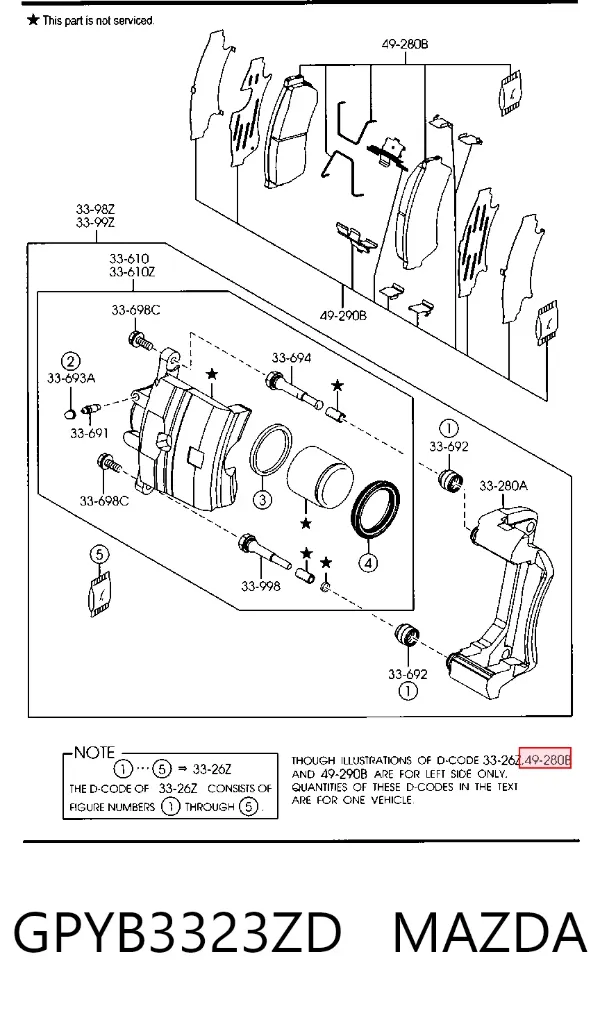 Передние тормозные колодки GPYB3323ZD Mazda