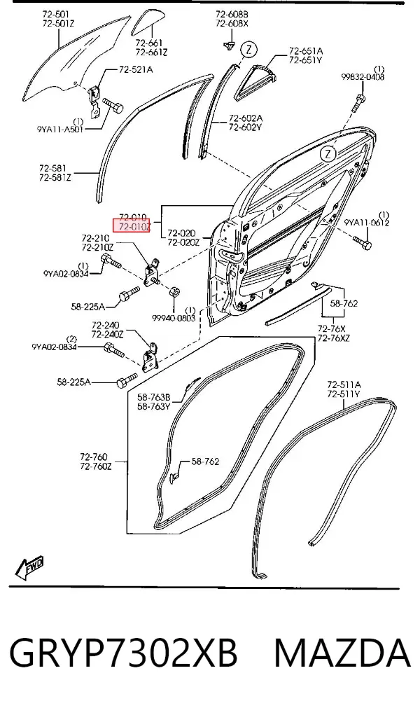 Дверь задняя левая GRYP7302XB Mazda