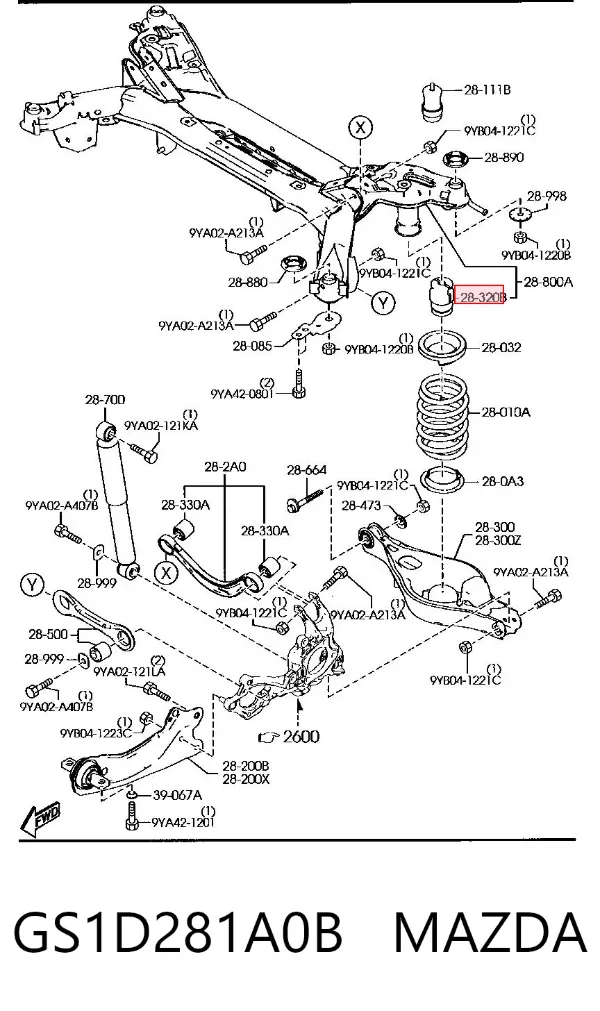 Отбойник амортизатора заднего GS1D281A0B Mazda